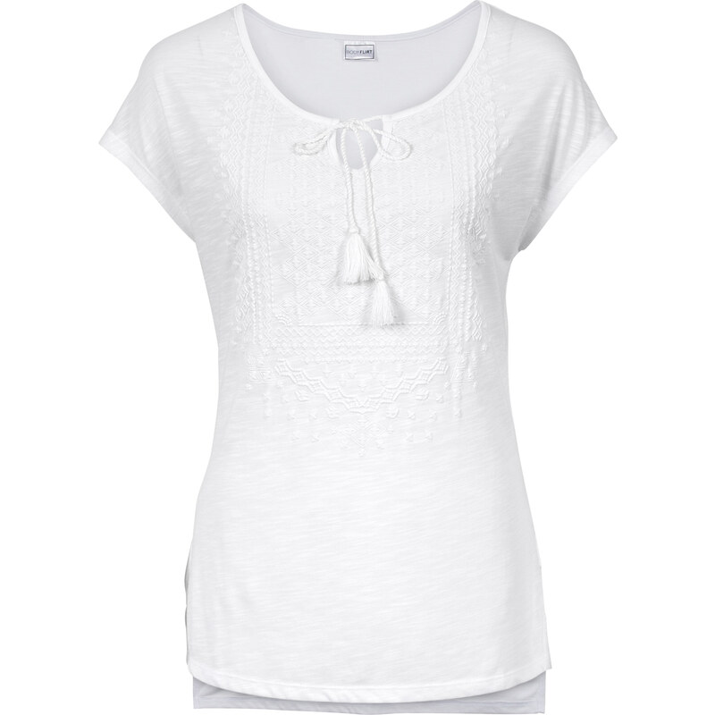 BODYFLIRT Shirt mit Druck kurzer Arm in weiß für Damen von bonprix