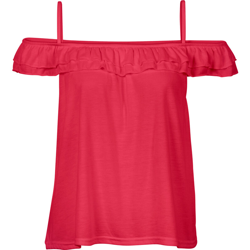 RAINBOW Shirt mit Volants und Carmenausschnitt in rot für Damen von bonprix