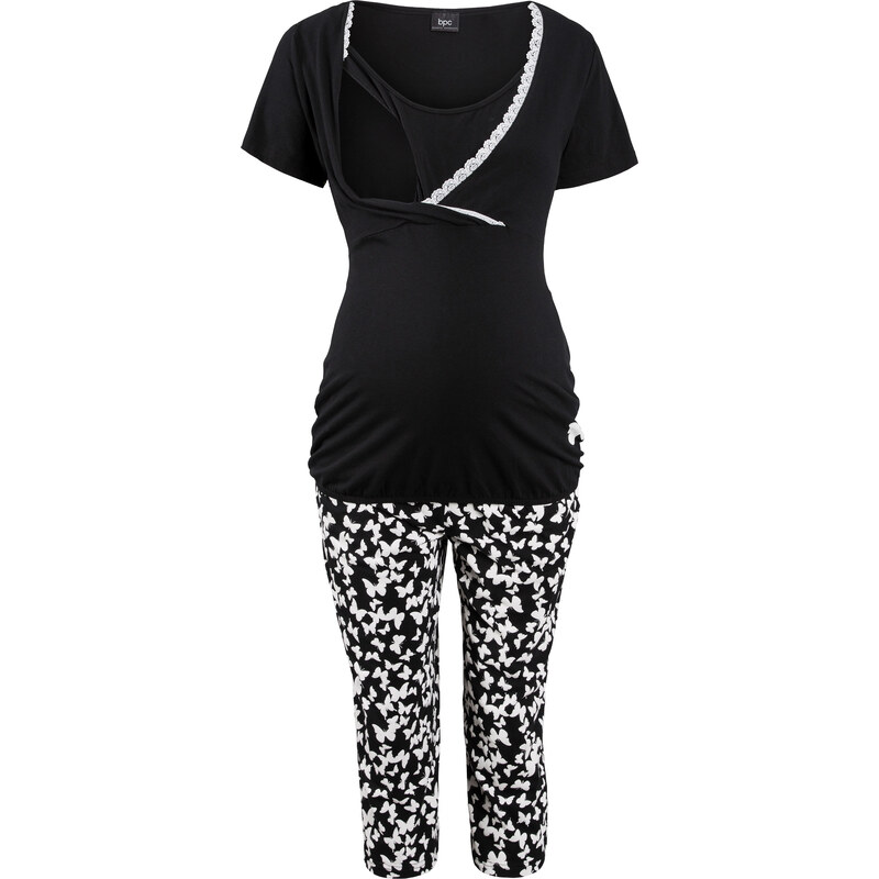 bpc bonprix collection Still-Capri-Pyjama kurzer Arm in weiß für Damen von bonprix