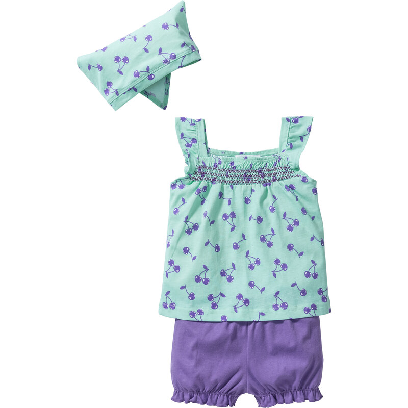 bpc bonprix collection Baby Top + Shorts + Tuch (3-tlg.) Bio-Baumwolle in grün für Damen von bonprix