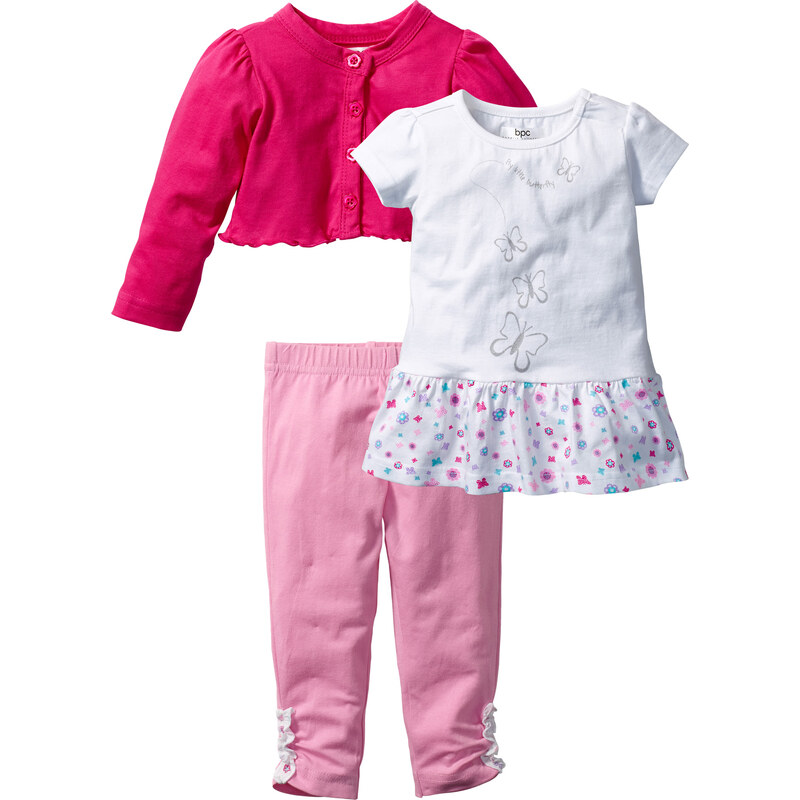 bpc bonprix collection Baby Bolero + T-Shirt + Leggings (3-tlg.) Bio-Baumwolle kurz/lang in pink für Damen von bonprix