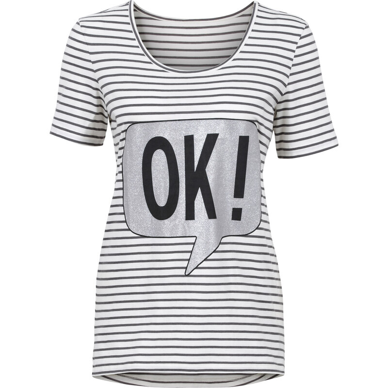 RAINBOW Shirt mit Glitzerdruck kurzer Arm in grau für Damen von bonprix