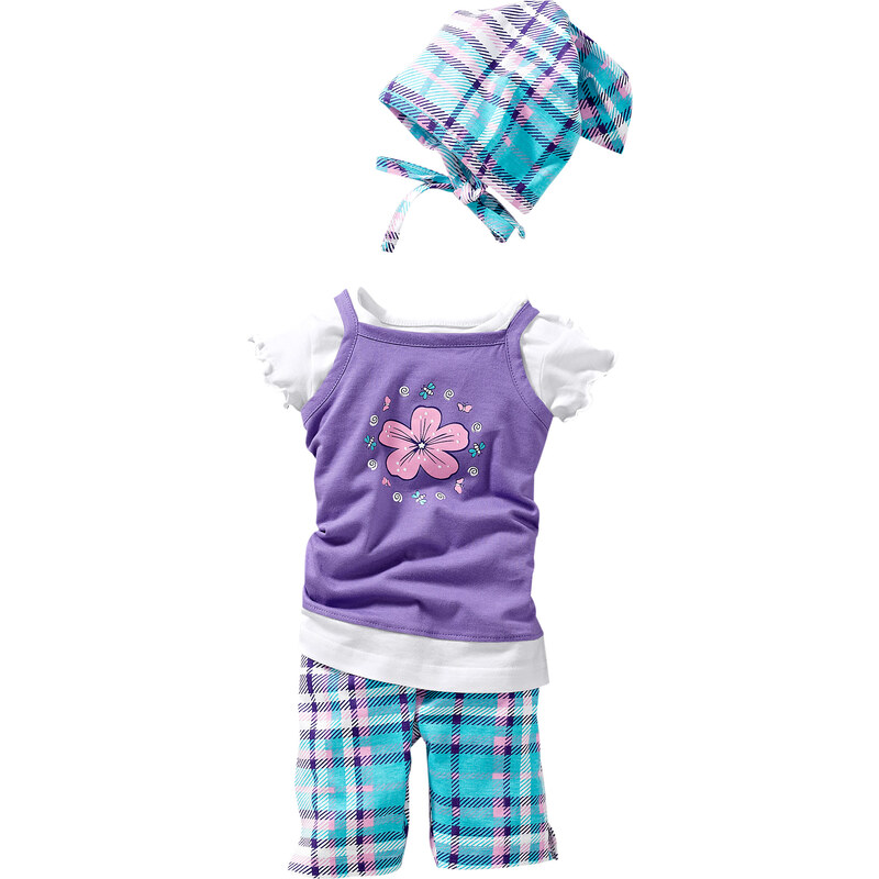 bpc bonprix collection Baby Kleid + T-Shirt + Leggings und Kopftuch aus Bio-Baumwolle (4-tlg. Set) kurzer Arm in lila für Damen von bonprix