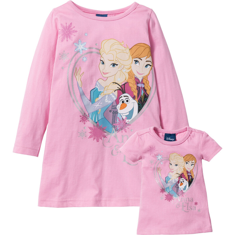 Disney FROZEN Nachthemd + Puppennachthemd (2-tlg. Set) in rosa für Mädchen von bonprix