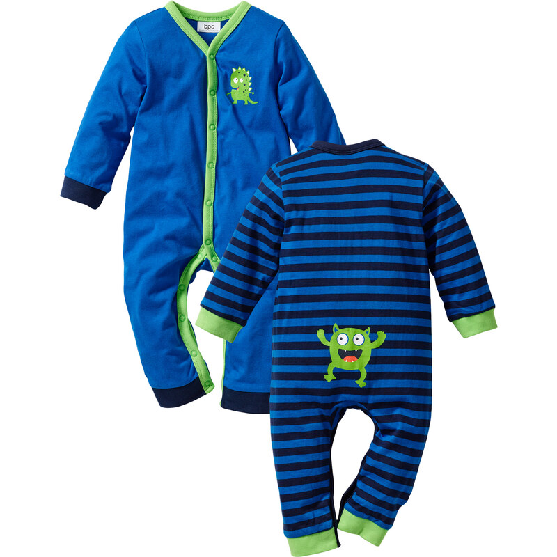 bpc bonprix collection Baby Langarm Overall (2er-Pack) Bio-Baumwolle in blau von bonprix