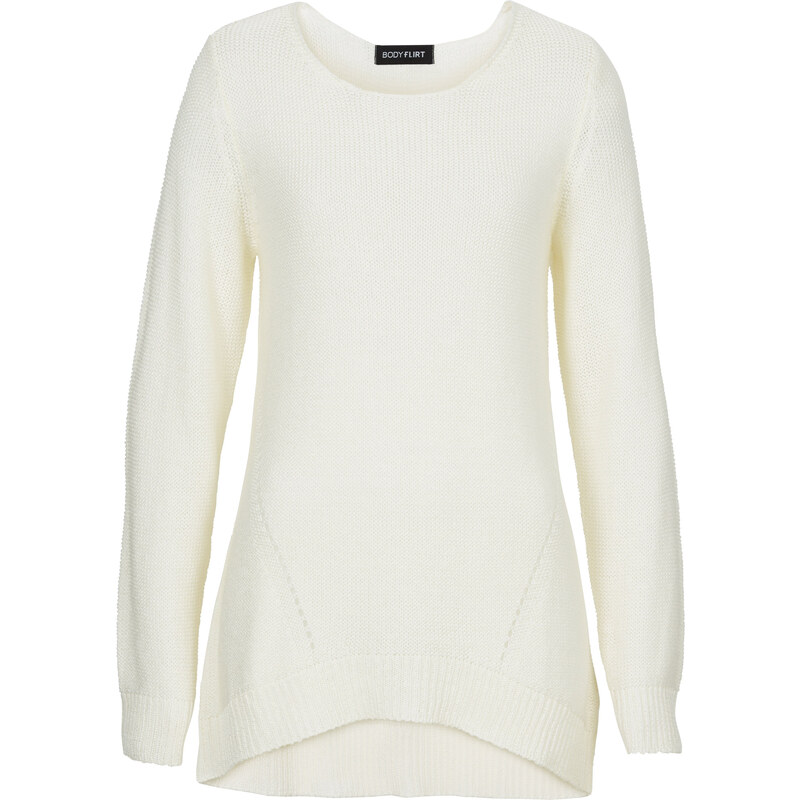 BODYFLIRT Ajour-Pullover langarm in weiß für Damen von bonprix
