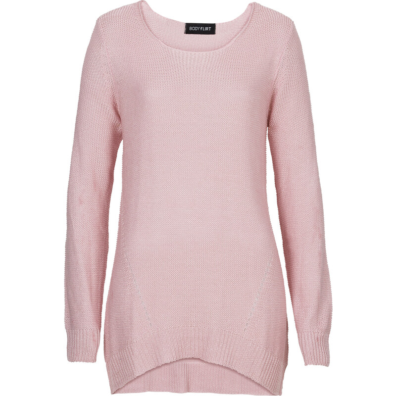 BODYFLIRT Ajour-Pullover langarm in rosa für Damen von bonprix