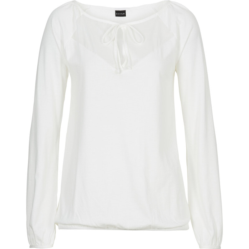 BODYFLIRT Shirtbluse mit langen Ärmeln langarm in weiß für Damen von bonprix