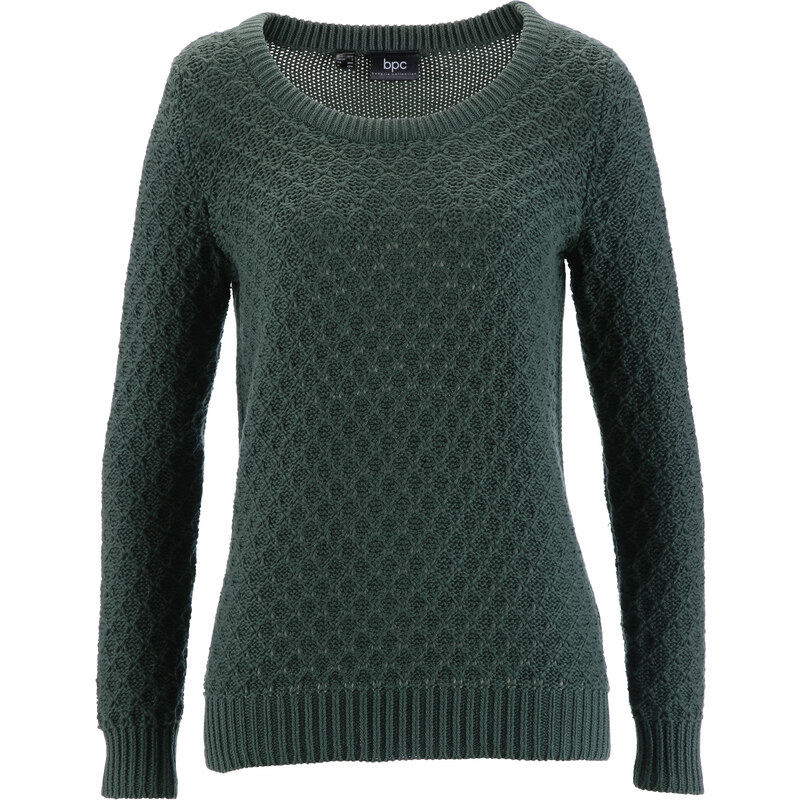 bpc bonprix collection Pullover langarm in grün (Rundhals) für Damen von bonprix