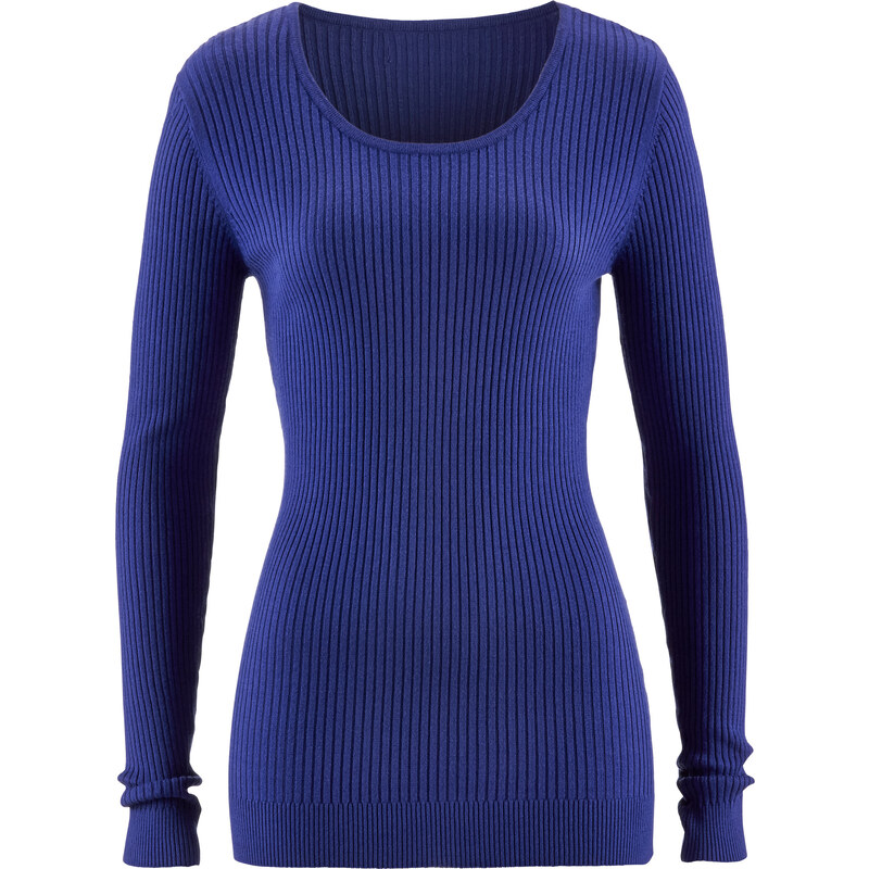 bpc bonprix collection Rundhals-Pullover langarm in blau für Damen von bonprix
