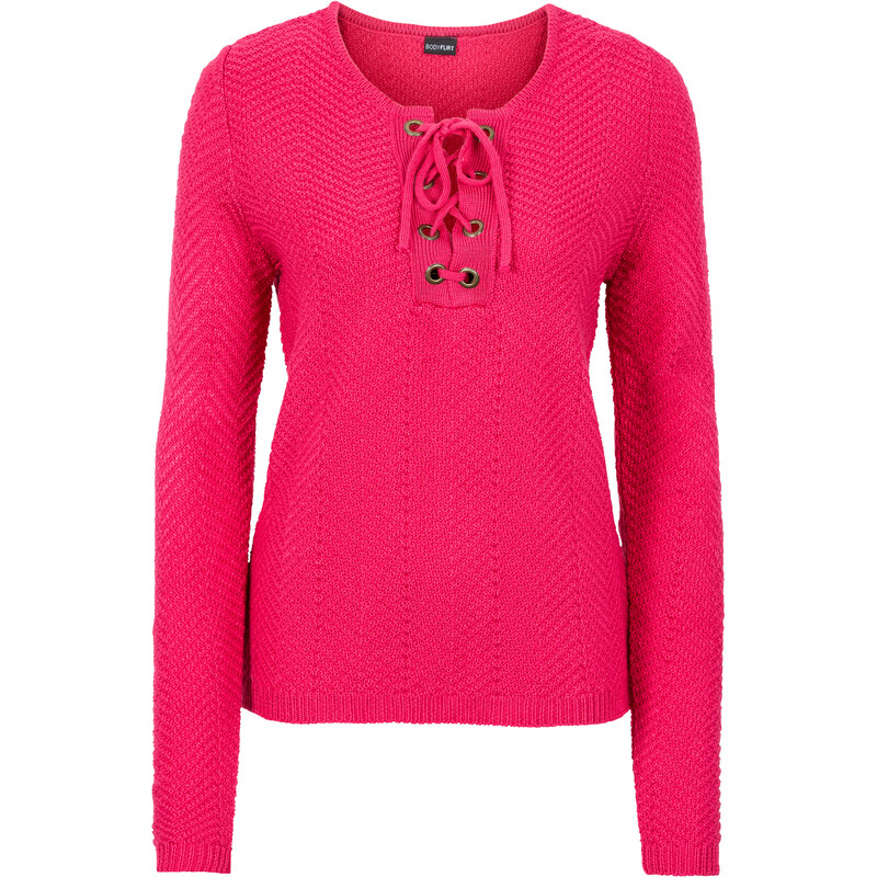 BODYFLIRT Pullover in pink (V-Ausschnitt) für Damen von bonprix