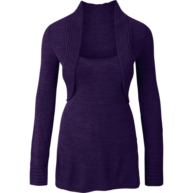 BODYFLIRT Bolero-Pullover langarm in lila für Damen von bonprix