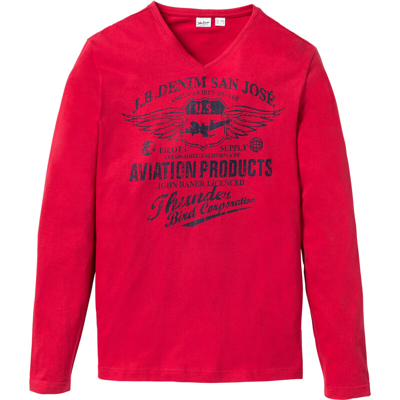 John Baner JEANSWEAR Langarm-Shirt Regular Fit in rot für Herren von bonprix