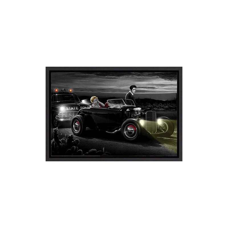 PREMIUM PICTURE Wandbild Marilyn im Auto in Begleitung 90/60 cm schwarz
