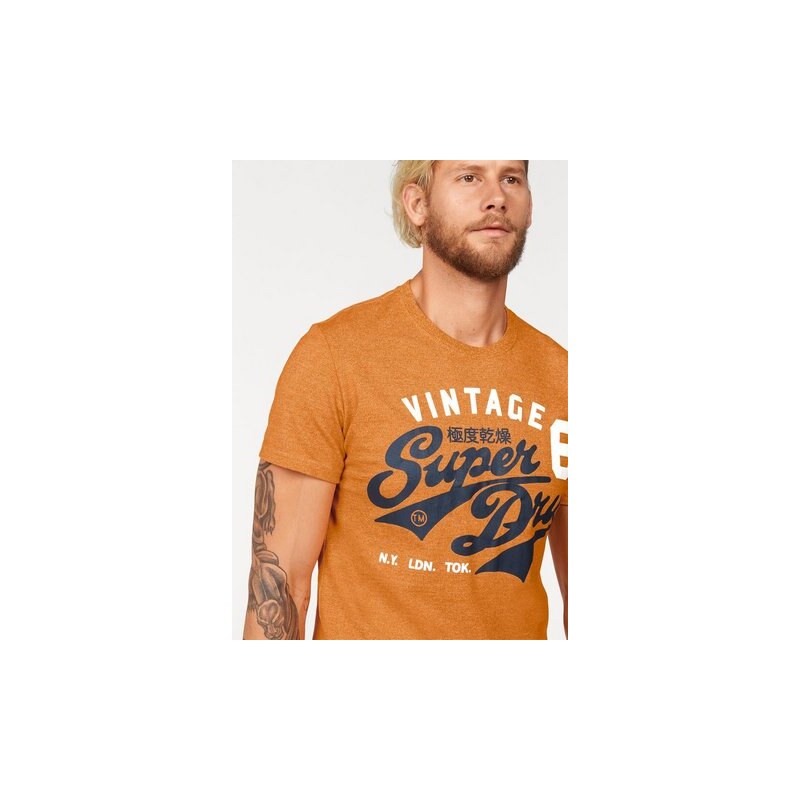 Superdry T-Shirt STACKER DUO REWORK CLASSIC TEE SUPERDRY orange L (50),M (48),S (46),XL (52)