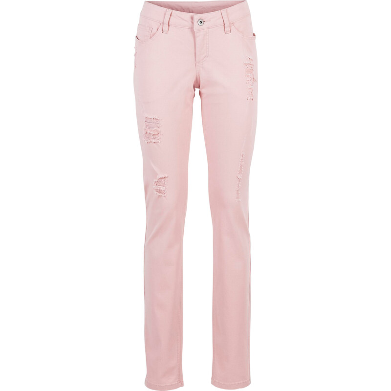 RAINBOW Stretch-Hose mit destroyed-Stellen in rosa für Damen von bonprix