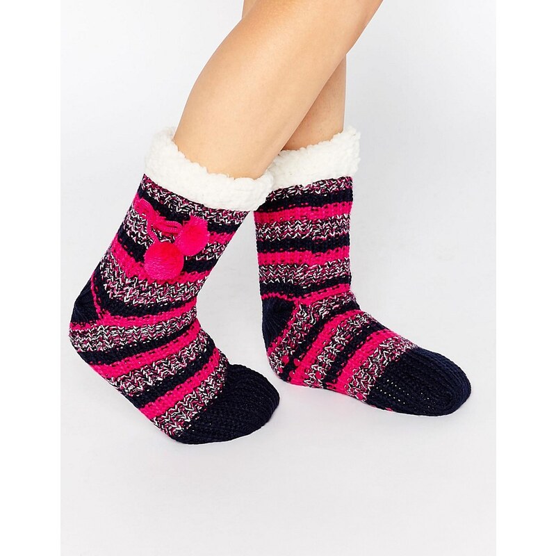 Totes - Dicke Socken mit Space-Dye-Streifenmuster - Rosa