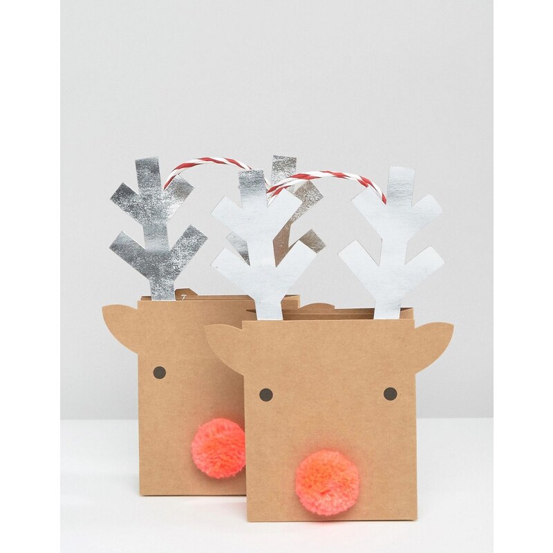 Meri Meri - Kleine Geschenktüten mit Rentieren - Mehrfarbig
