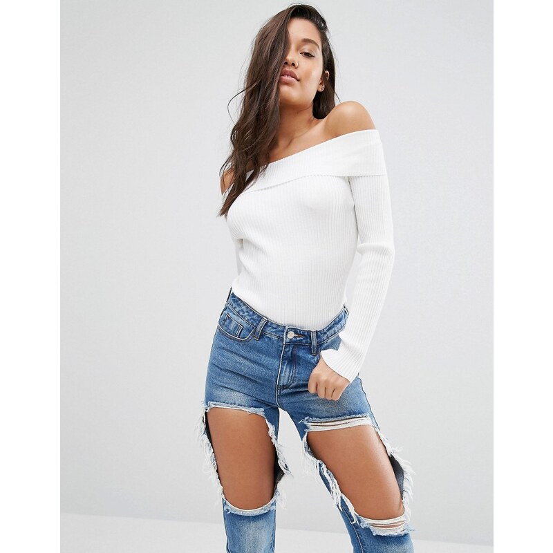 Missguided - Bardot-Pullover - Cremeweiß