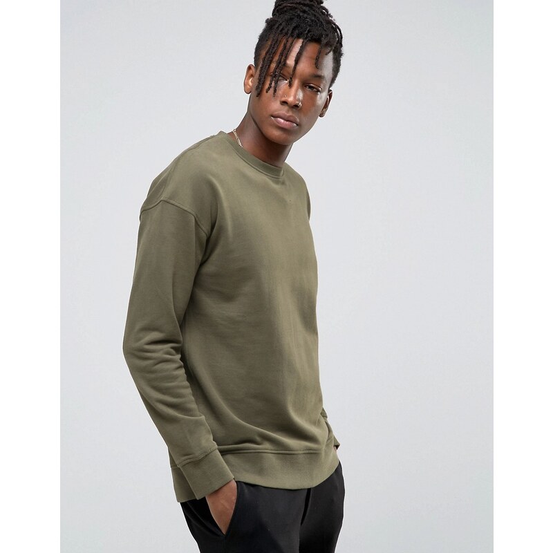 Selected Homme - Sweatshirt mit abfallender Schulterpartie - Grün