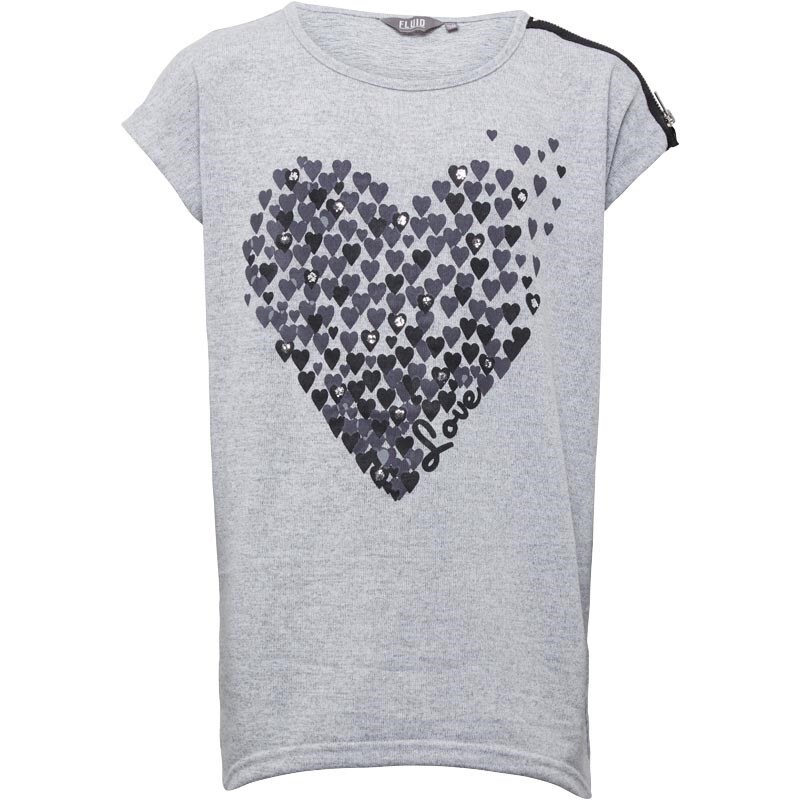 Fluid Mädchen Heart T-Shirt Grau