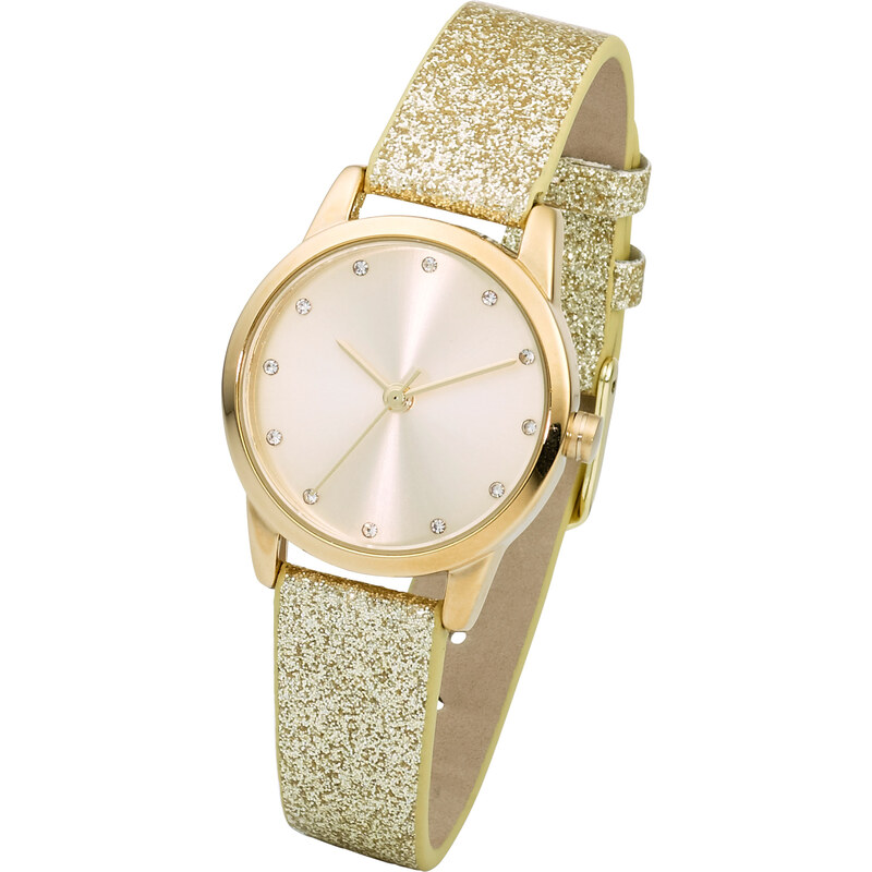 bpc bonprix collection Armbanduhr mit funkelndem Armband in gold für Damen von bonprix