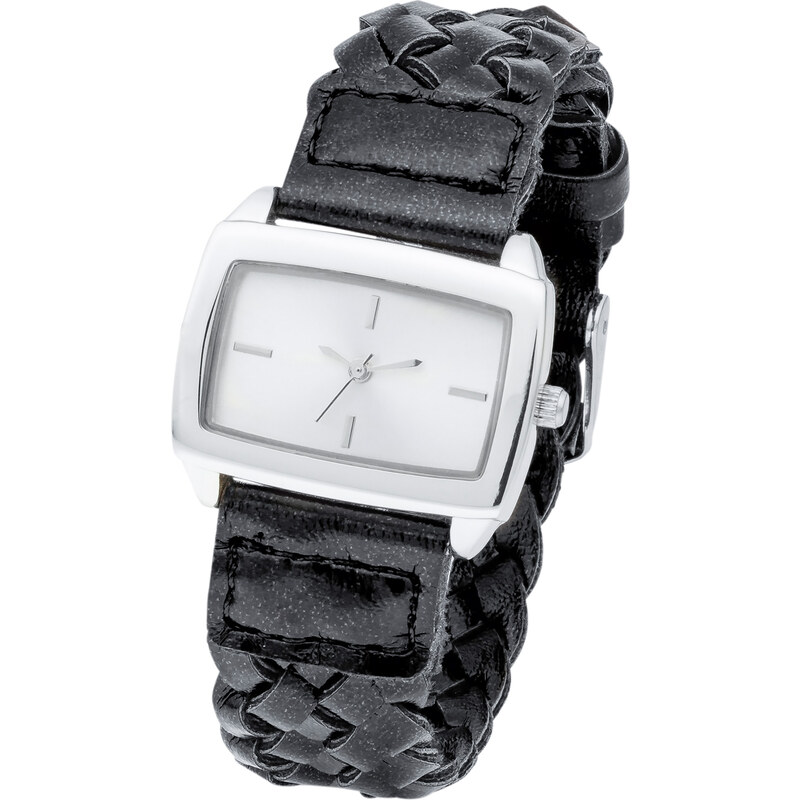 bpc bonprix collection Geflochtene Armbanduhr in schwarz für Damen von bonprix
