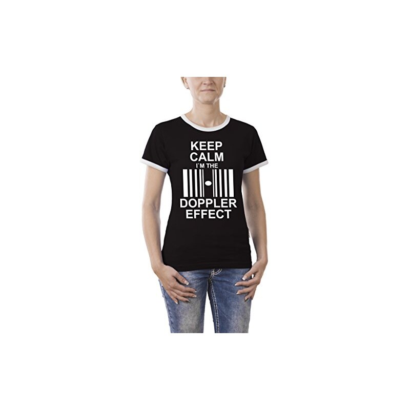 Touchlines Damen T-Shirt Keep Calm I`M the Doppler Effect Kontrast