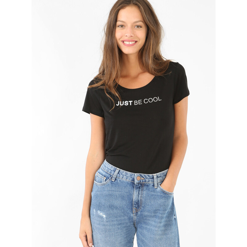 T-Shirt mit Schriftzug Schwarz, Größe S -Pimkie- Mode für Damen