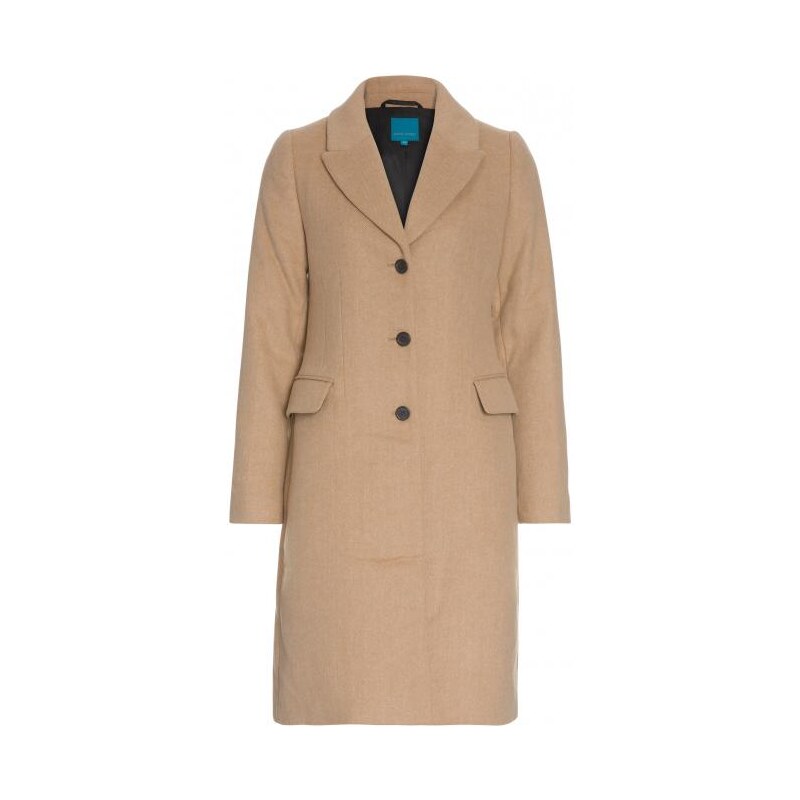 COOL CODE Damen Mantel Jacke figurnah beige mit Wolle