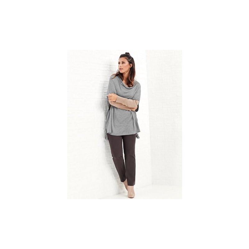 SAMOON Damen Samoon Strick Shirt Top Body Pullover im Poncho-Style bunt L,M,XL