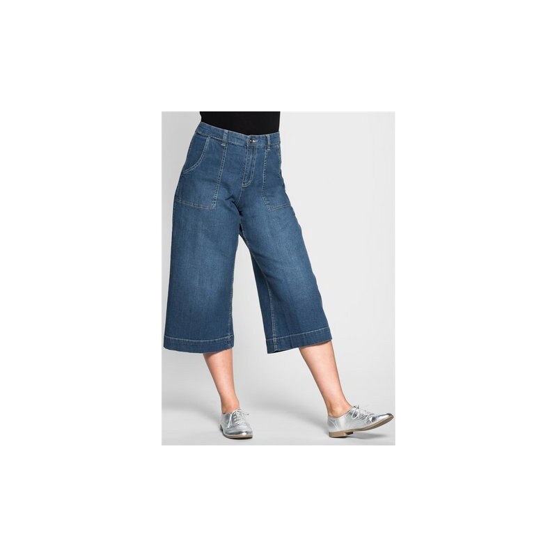 SHEEGO DENIM Damen Denim Stretch-Two-Pocket-Jeans Culotte blau 40,42,44,46,48,50,52
