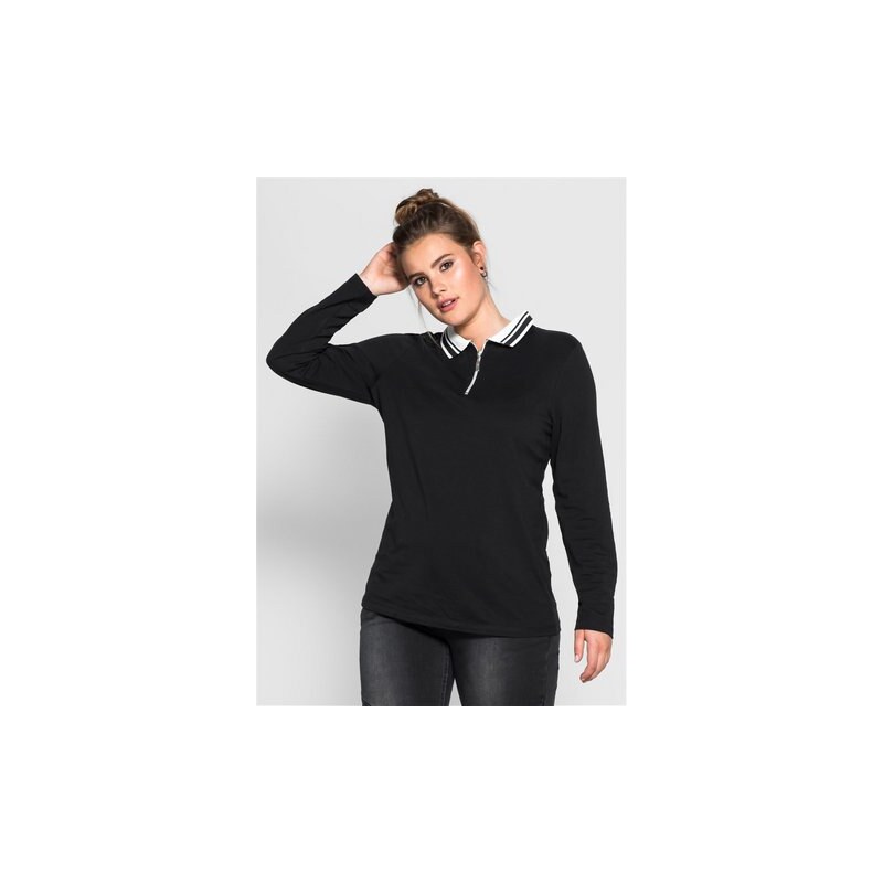 SHEEGO TREND Damen Trend Poloshirt schwarz 40/42,44/46,48/50,52/54