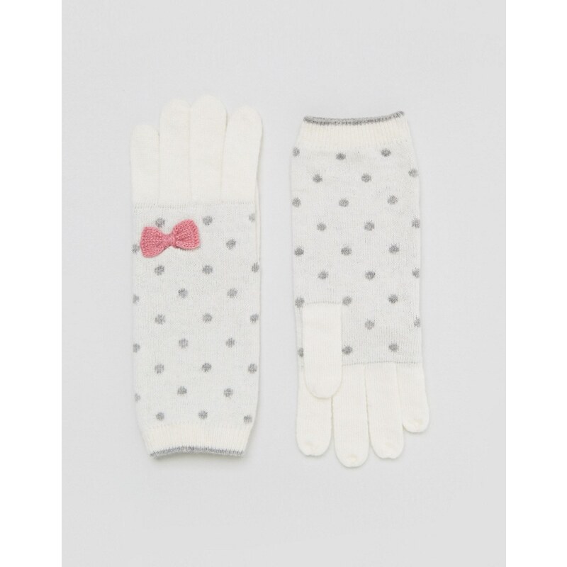 Alice Hannah - Klassische Handschuhe mit Punktemuster - Cremeweiß