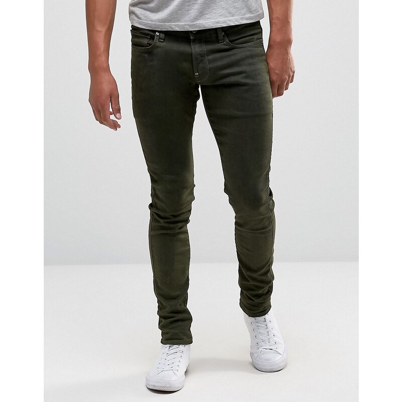 G-Star - Revend - Superenge, grün überfärbte Jeans - Grün
