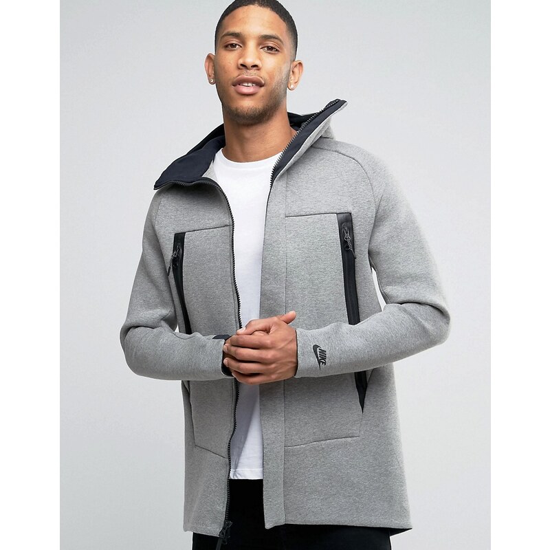 Nike - Graue, lange Jacke aus Tech-Fleece mit 3M-Detail, 805142-091 - Grau