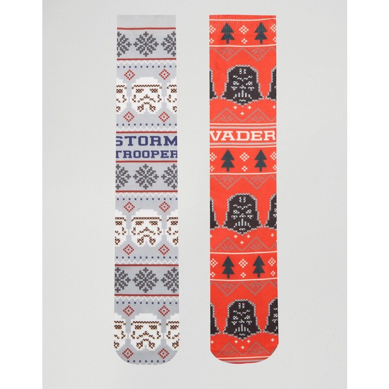 ASOS - Weihnachtssocken mit Star-Wars-Print, 2er-Pack - Mehrfarbig