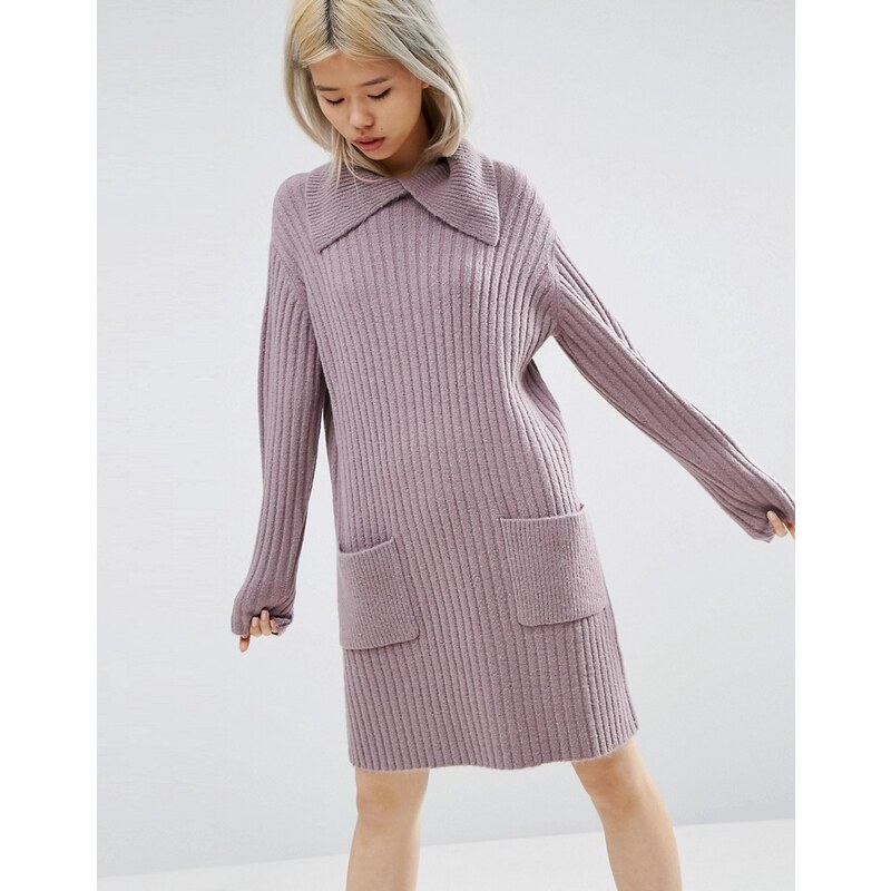ASOS - Pulloverkleid mit Schlitz am Ausschnitt - Violett