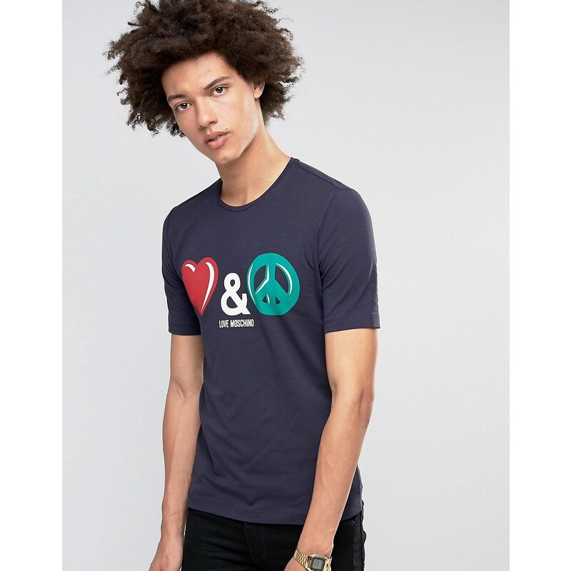 Love Moschino - Love and Peace - T-Shirt - Marineblau