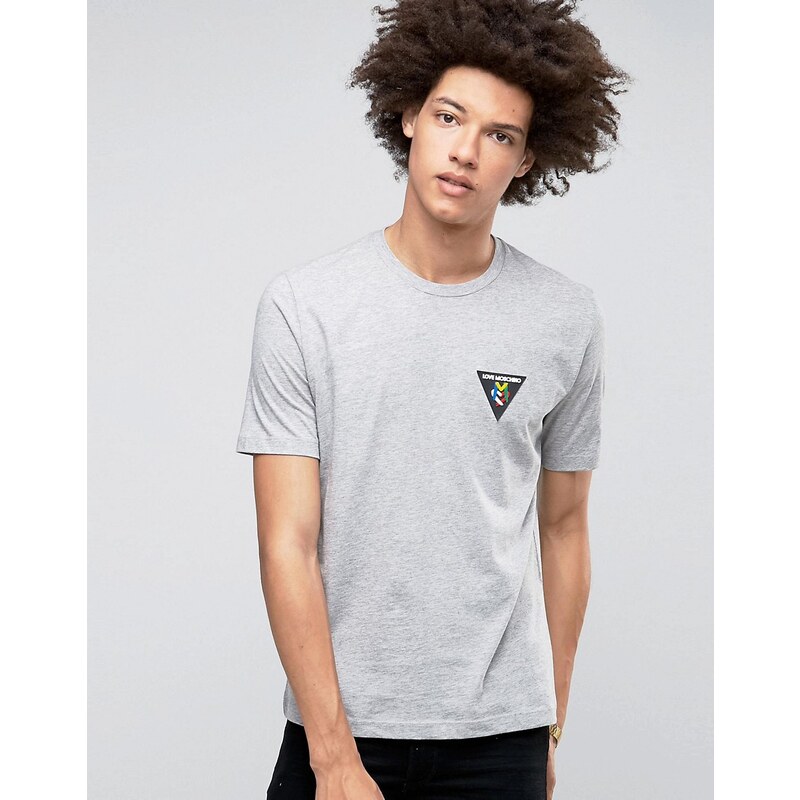 Love Moschino - T-Shirt mit Dreiecks-Logo - Grau