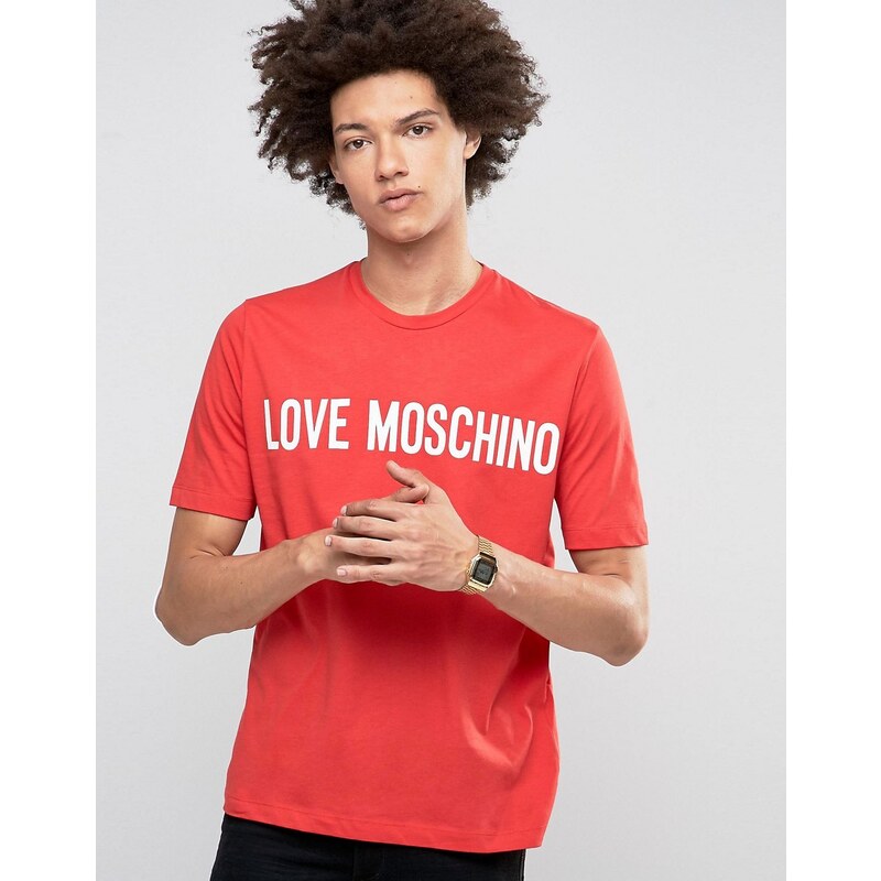Love Moschino - T-Shirt mit Logo - Rot