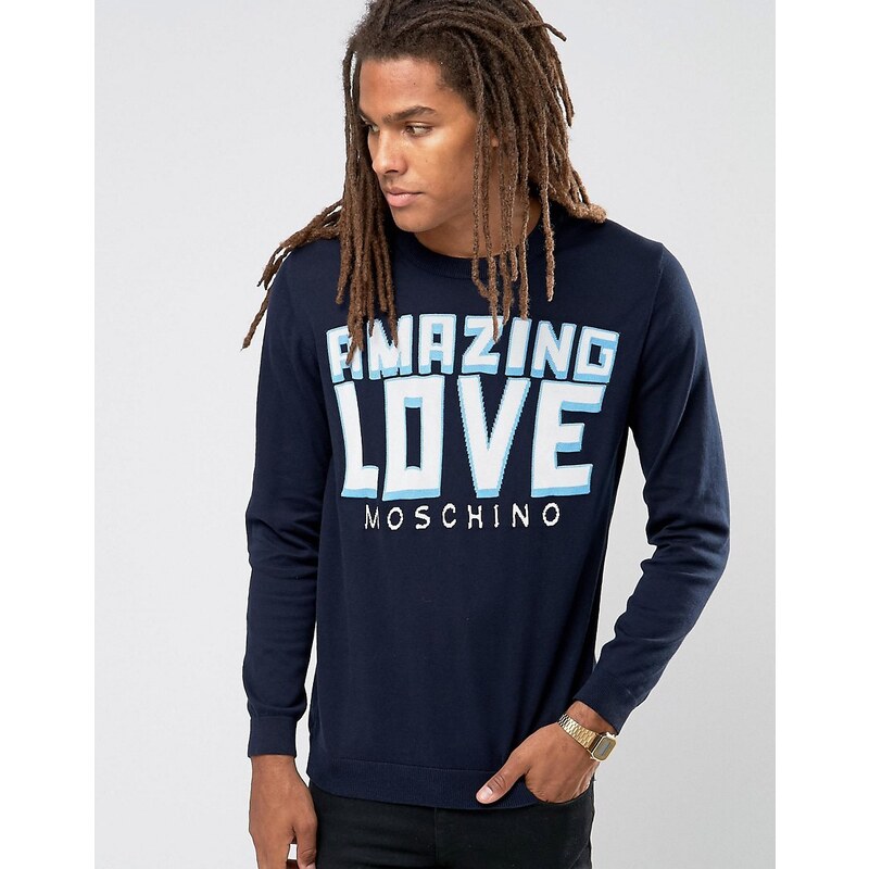 Love Moschino - Amazing - Pullover mit Logo - Marineblau