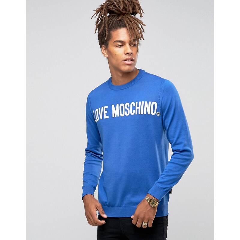 Love Moschino - Pullover mit Logo - Blau