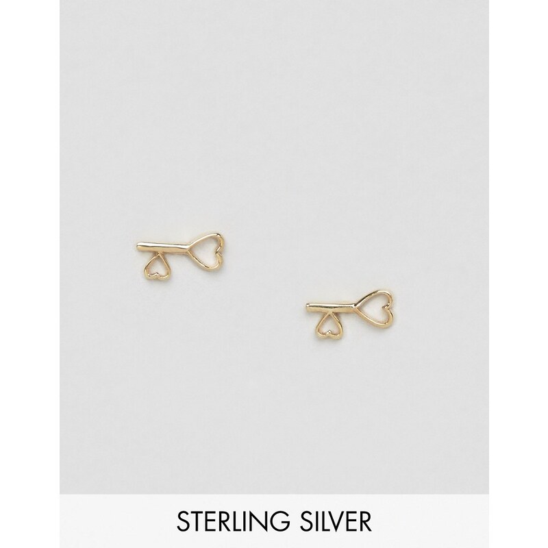 ASOS - Ohrringe aus vergoldetem Sterlingsilber mit herzförmigem Schlüssel - Gold