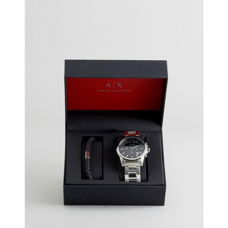 Armani Exchange - Outerbanks - Geschenkset mit Chronograph & Armband - Silber