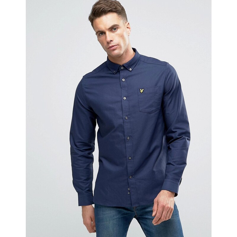Lyle & Scott - Marineblaues Oxfordhemd mit Knopfleiste in regulärer Passform - Marineblau