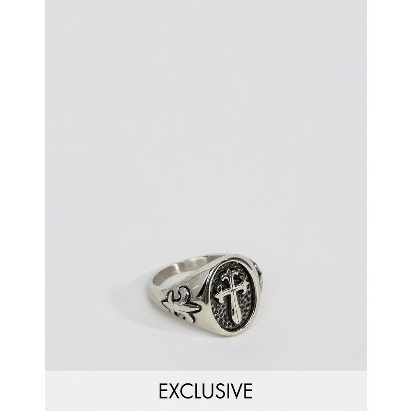 Reclaimed Vintage - Silberner Ring mit Kreuzdesign - Silber