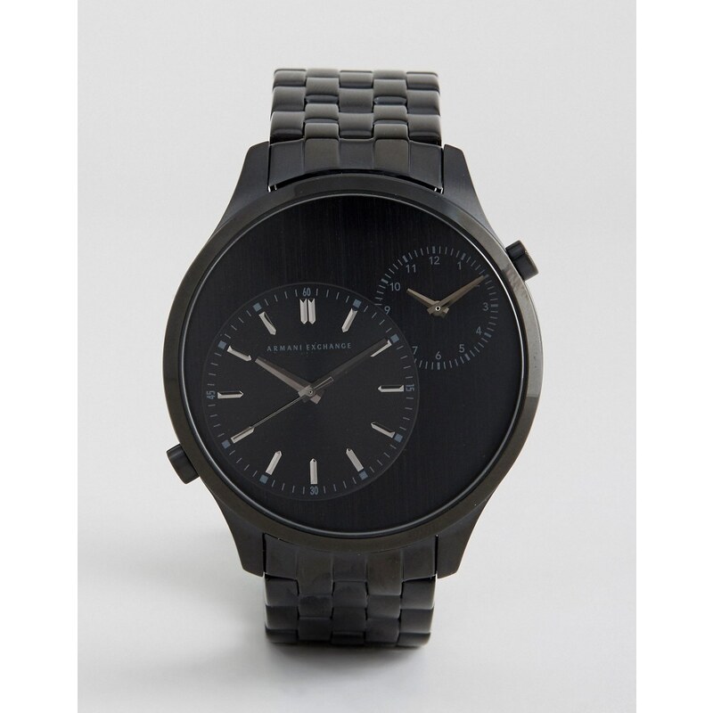 Armani Exchange - AX2161 - Armbanduhr mit zwei Zeitzonen in Schwarz - Schwarz