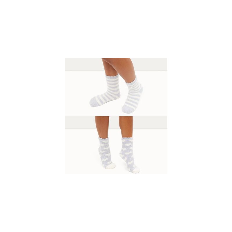 New Look Zartblaue Socken mit Herz- und Streifenmuster, 2er-Pack