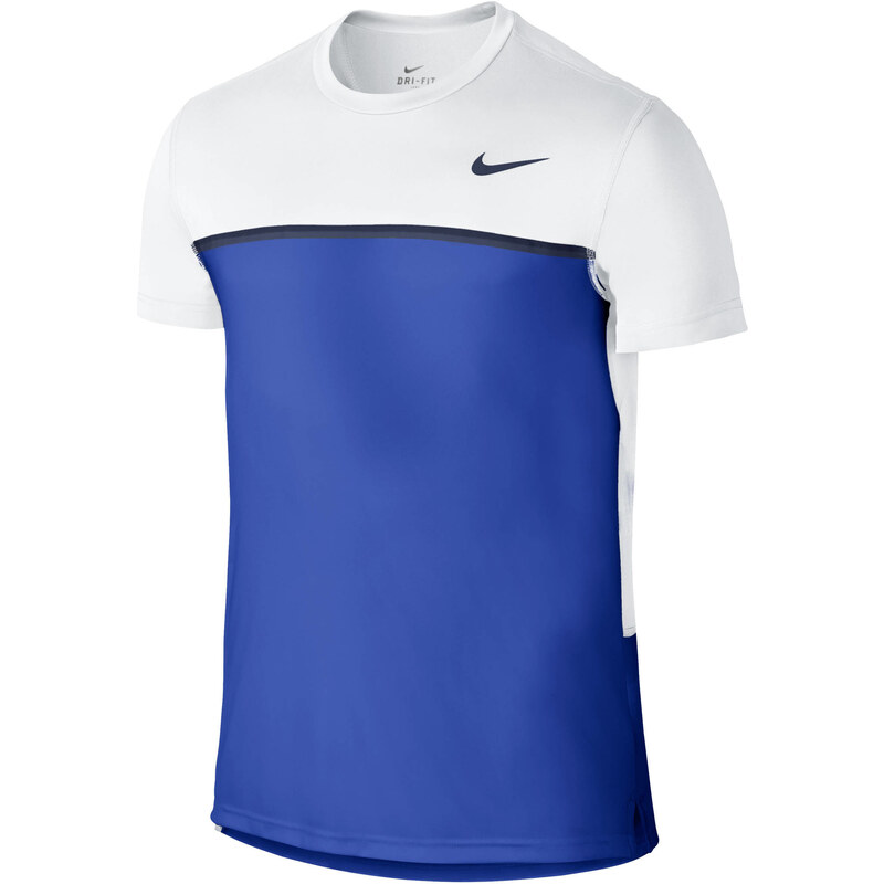 Nike Herren Tennisshirt Challenger Crew, weiss / blau, verfügbar in Größe XXL